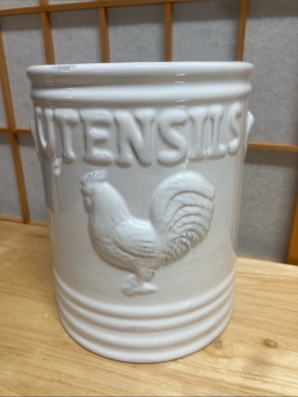 Vintage Rooster Collection Farmhouse Ceramic Utensil Holder Crock